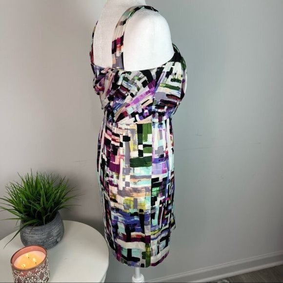 Ali Ro womens 100% Silk Dress Size 4 abstract colorblock drape sleeveless dress - Picture 4 of 11